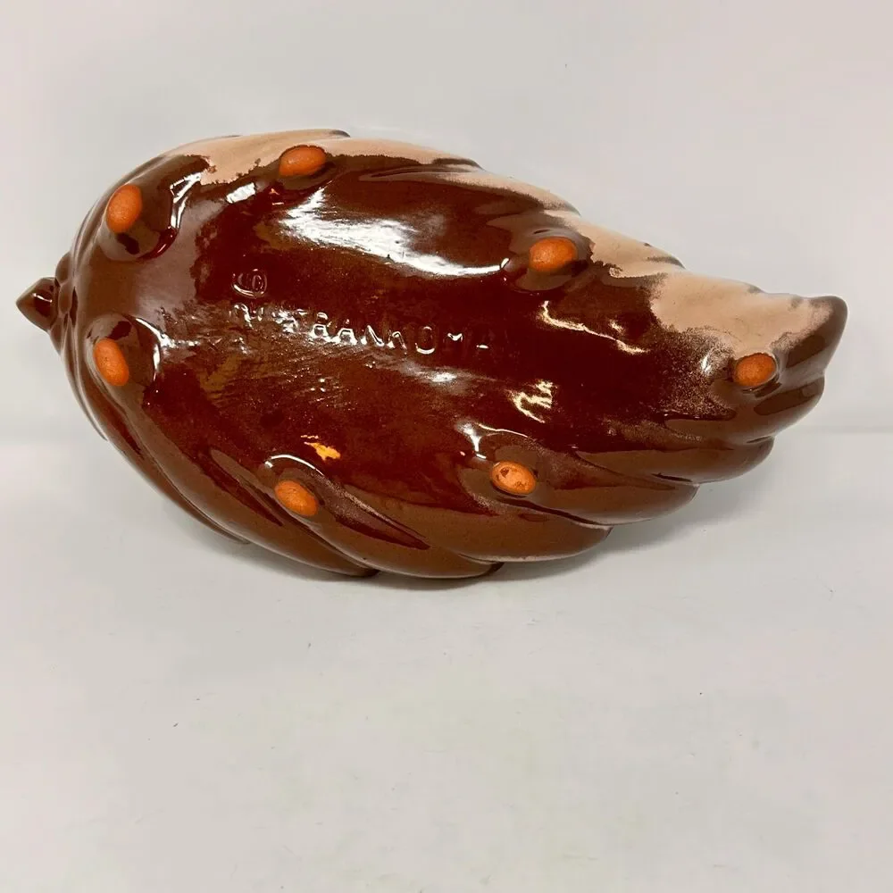 Vintage Frankoma Pottery 226 Leaf Dish Plainsman Brown Ceramic Bowl Tray MCM